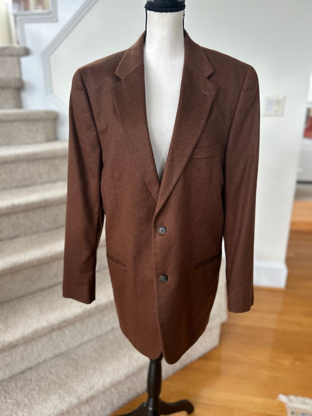 Clubroom Chocolate Brown Cashmere Two Button Blazer 42L Career Business